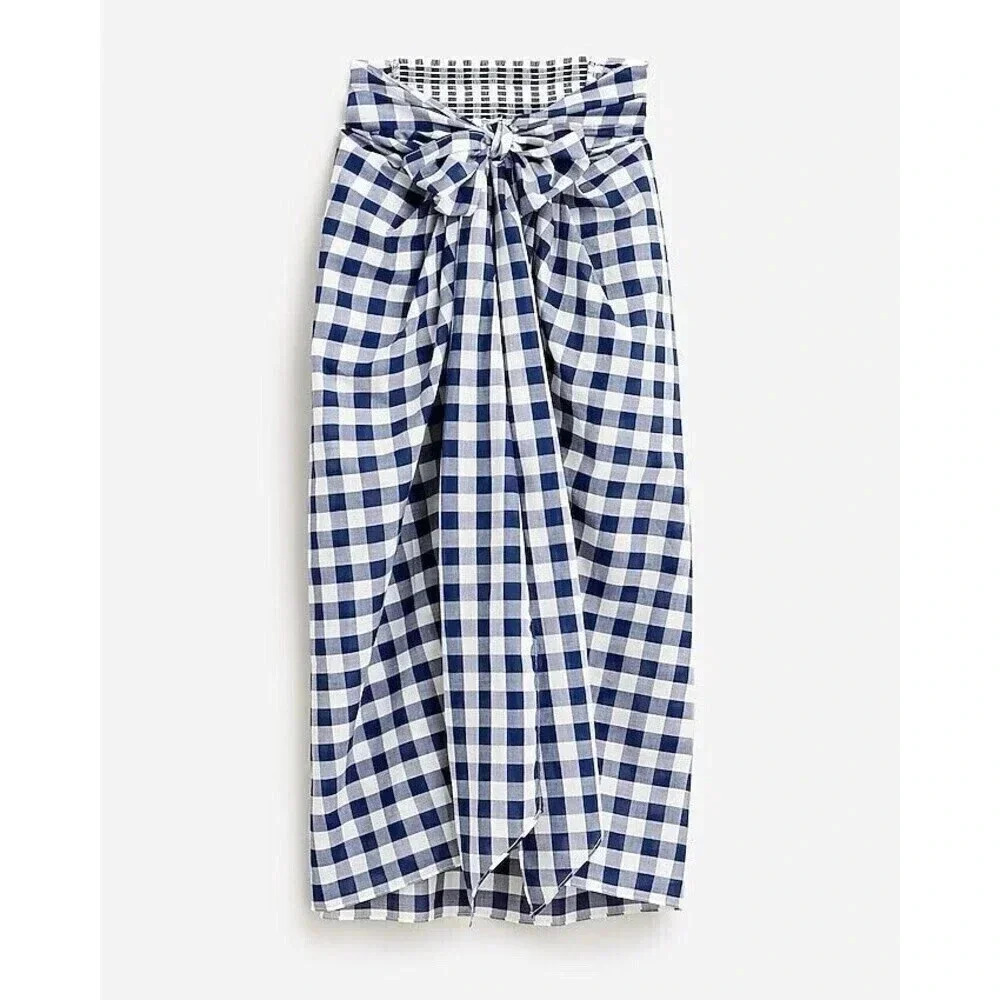 J. Crew Draped Beach Sarong in Blue Gingham Size Medium Beach Coverup